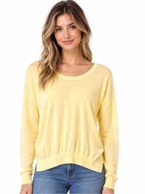 Cabi Butter Yellow Sweater Sheer Lightweight Long Sleeves-Sz S Layer Versatile